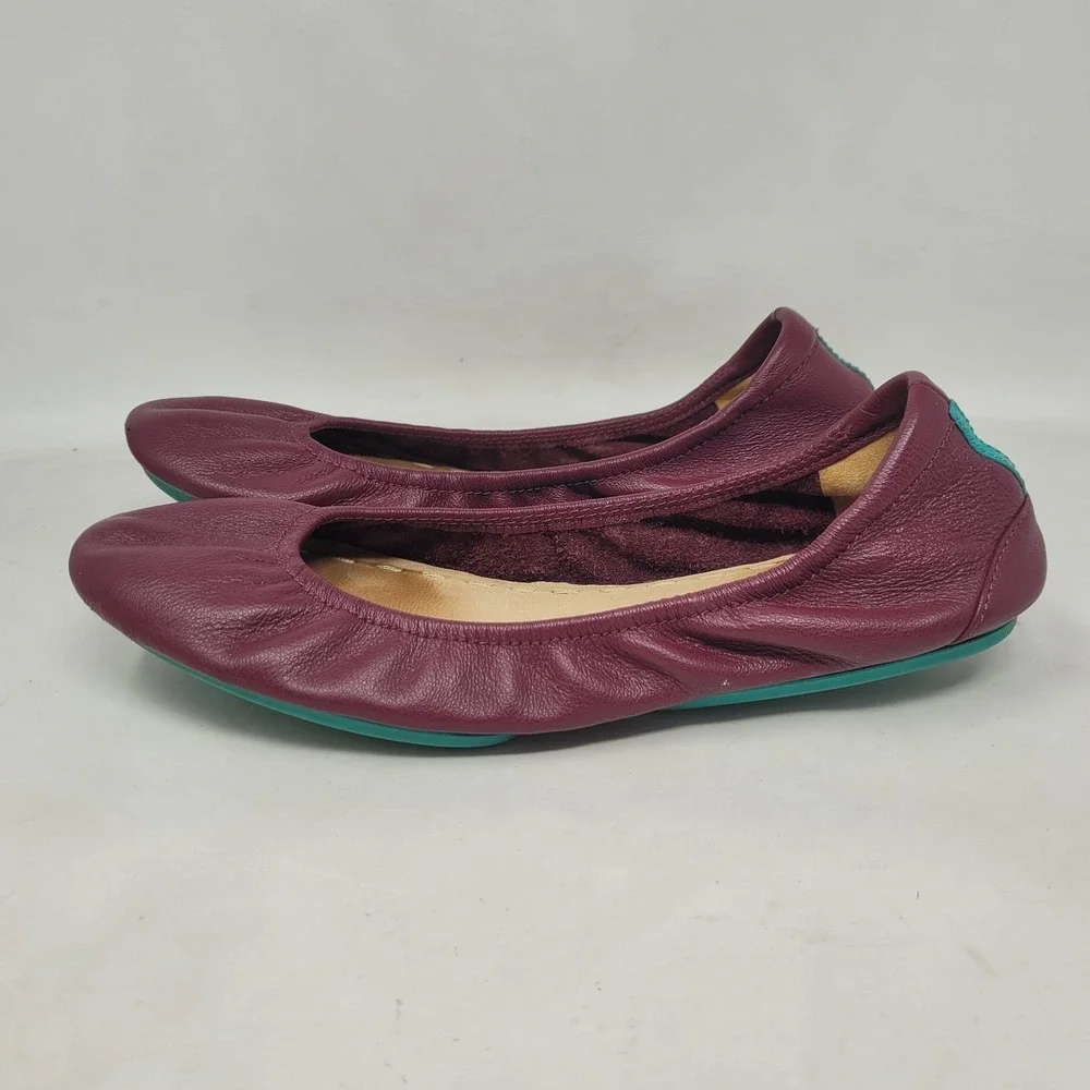 Tieks Ballet Flats 8 LOT Of 2 Burgundy Grey Leather Foldable Slip On Comfort